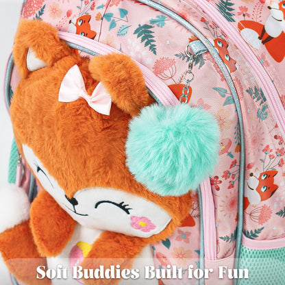 Girl's 3D Fox Plush School Backpack