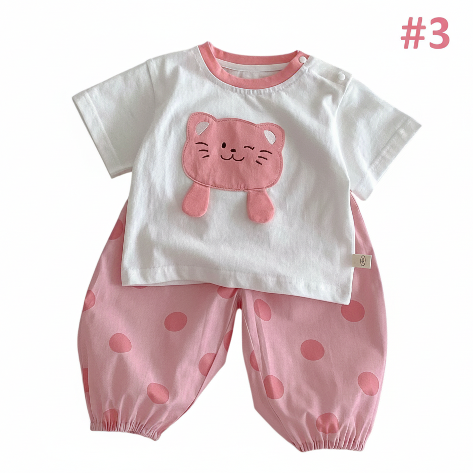 Girls' Pink Cat Outfit Set