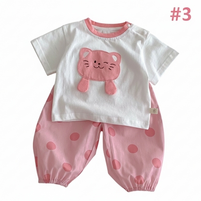 Girls' Pink Cat Outfit Set