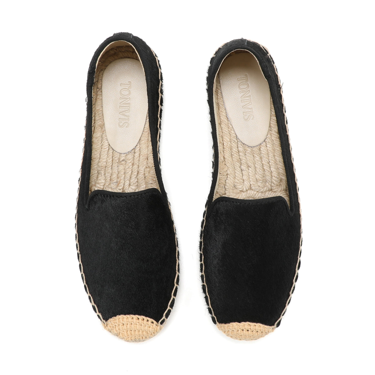 TONIVIS Women's Pony Hair Slip-On Espadrille Flats