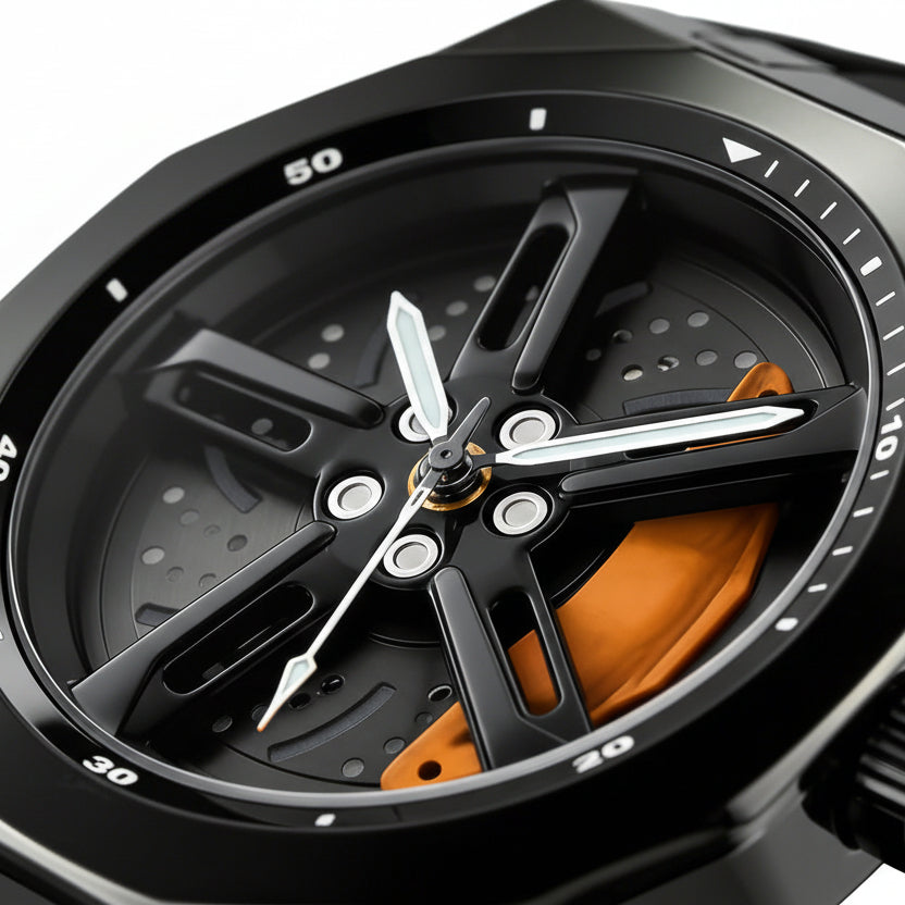 Men's Radial Caliper XL Silicon Strap Quartz Wristwatch