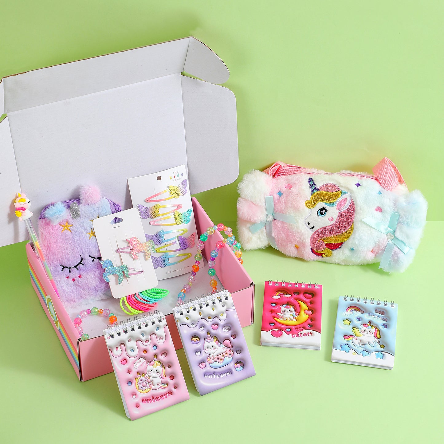 Children's Unicorn Stationery and Hairpins Gift Set Box