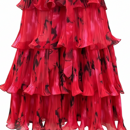 Roseate Puff Sleeve Volume Midi Dress