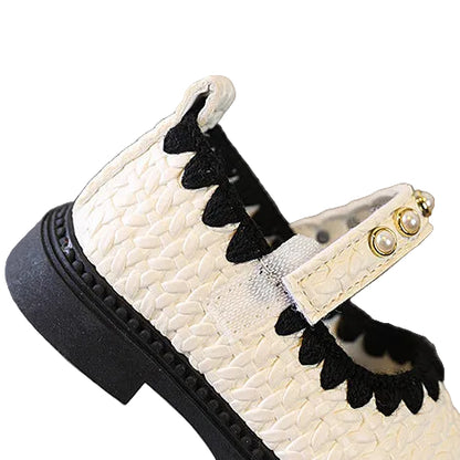 Girl's Aria Pearl Princess Soft Sole Mary Jane Shoes - Black