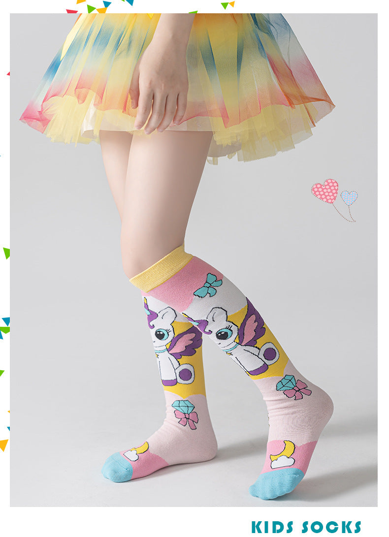 Adorable Children's Knee-High Unicorn Crazy Socks