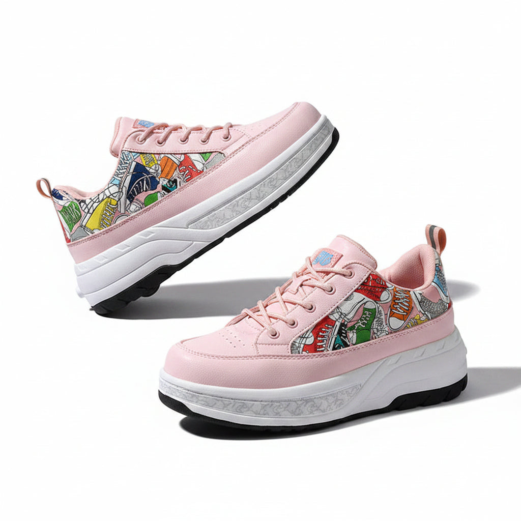 Unisex 2-in-1 Street-Art Graffiti Convertible Roller Skate Shoes | Kids & Adult