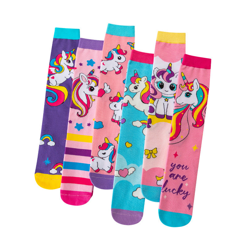 Adorable Children's Knee-High Unicorn Crazy Socks