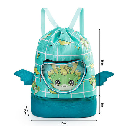 Cartoon Kids Large Waterproof Swim Bag with Footwear Compartment