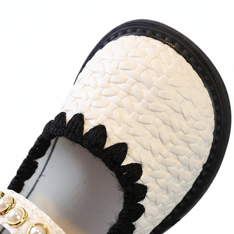 Girl's Aria Pearl Princess Soft Sole Mary Jane Shoes - Black