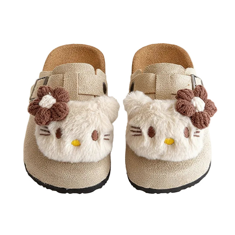 Happy Hops Girl's Kitty Inspired Suede Mule - Beige