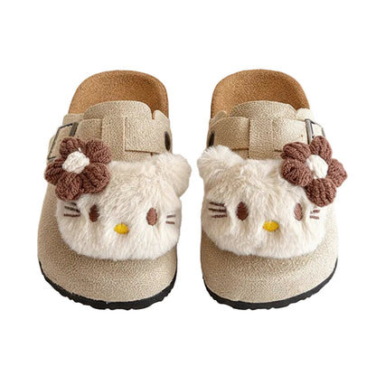 Happy Hops Girl's Kitty Inspired Suede Mule - Beige