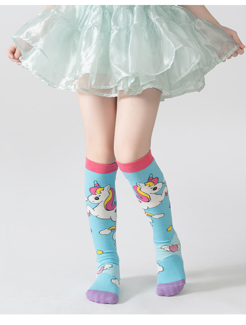Adorable Children's Knee-High Unicorn Crazy Socks