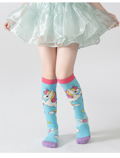Adorable Children's Knee-High Unicorn Crazy Socks