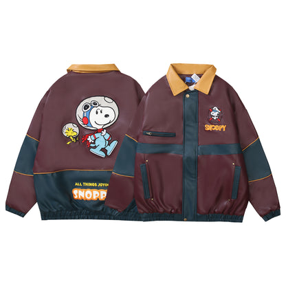 Snoopy PU Leather "Aviator"  Retro Jacket