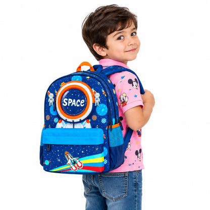 2-Piece Kids 3D Space Adventure Small Backpack & Duffel Bag Travel Set