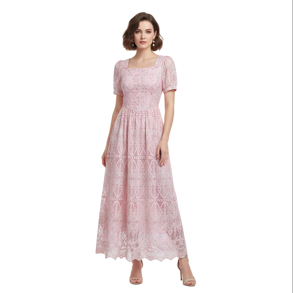 Mystique Embroidered Temperament Midi Dress.