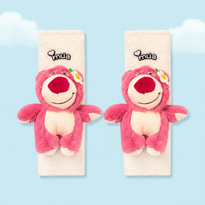 Adorable Disney Cartoon Plush Car Seat Belt Cover Set