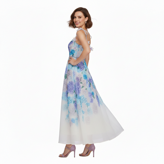 Fleur Embroidered Sweetheart Midi Dress