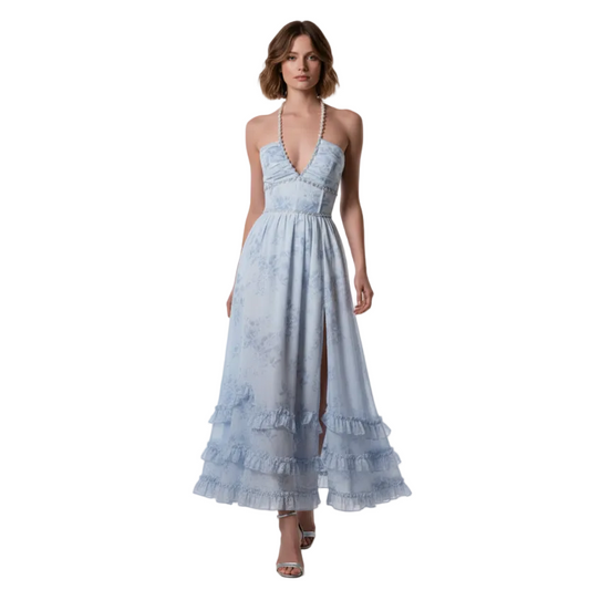 Roseate Gem Sexy Backless Maxi Dress