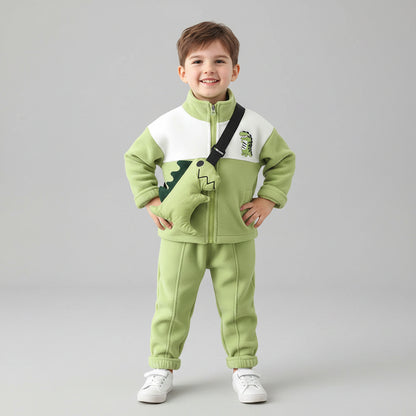 Little Boys' Dino 3-Piece Fleece Tracksuit Set