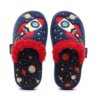 Kids Space Rocket Cozy Home Slippers
