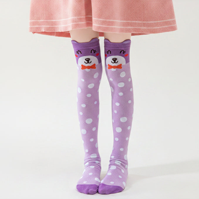 Girl's Adorable Animal Themed Over-The-Knee Crazy Socks