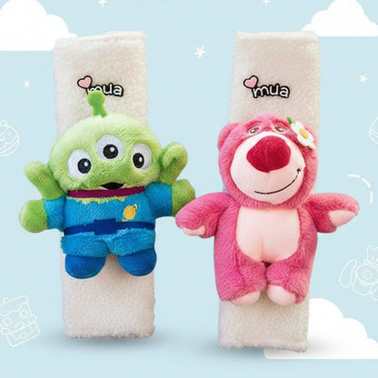 Adorable Disney Cartoon Plush Car Seat Belt Cover Set