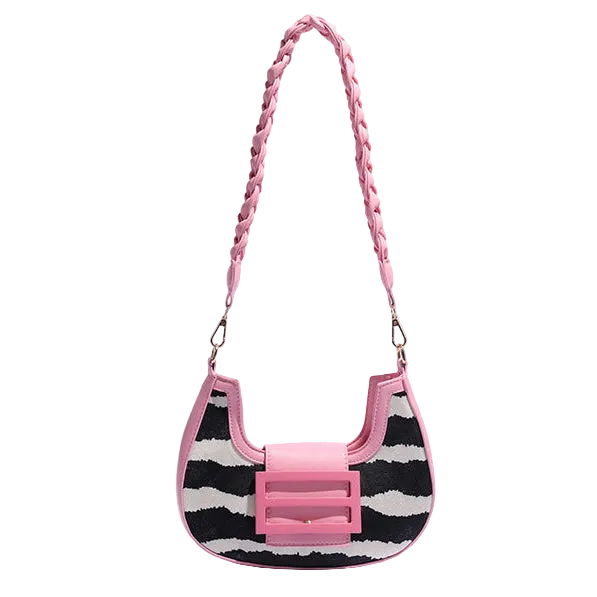 ZYLUS Women's Zebra Print Crescent Shoulder Bag