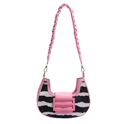 ZYLUS Women's Zebra Print Crescent Shoulder Bag