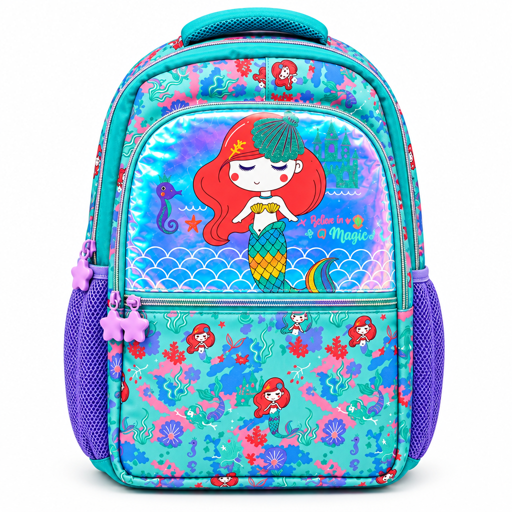 2-Piece Kids Large Mermaid Backpack & Duffel Bag Travel Set