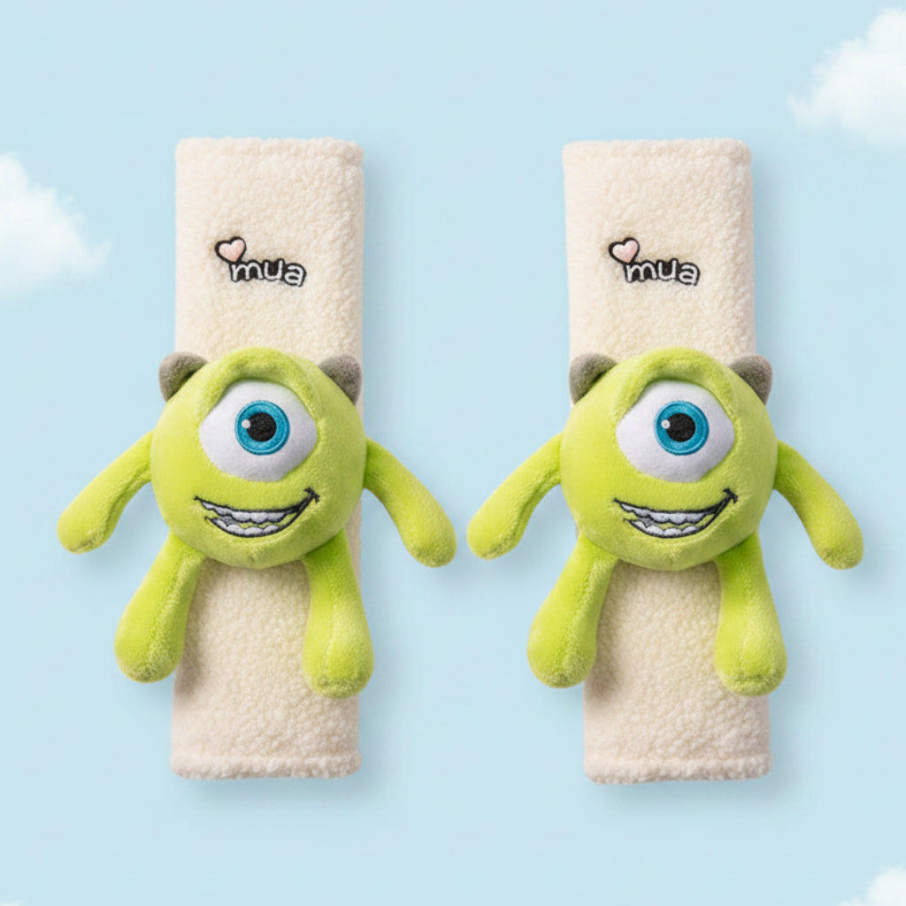 Adorable Disney Cartoon Plush Car Seat Belt Cover Set