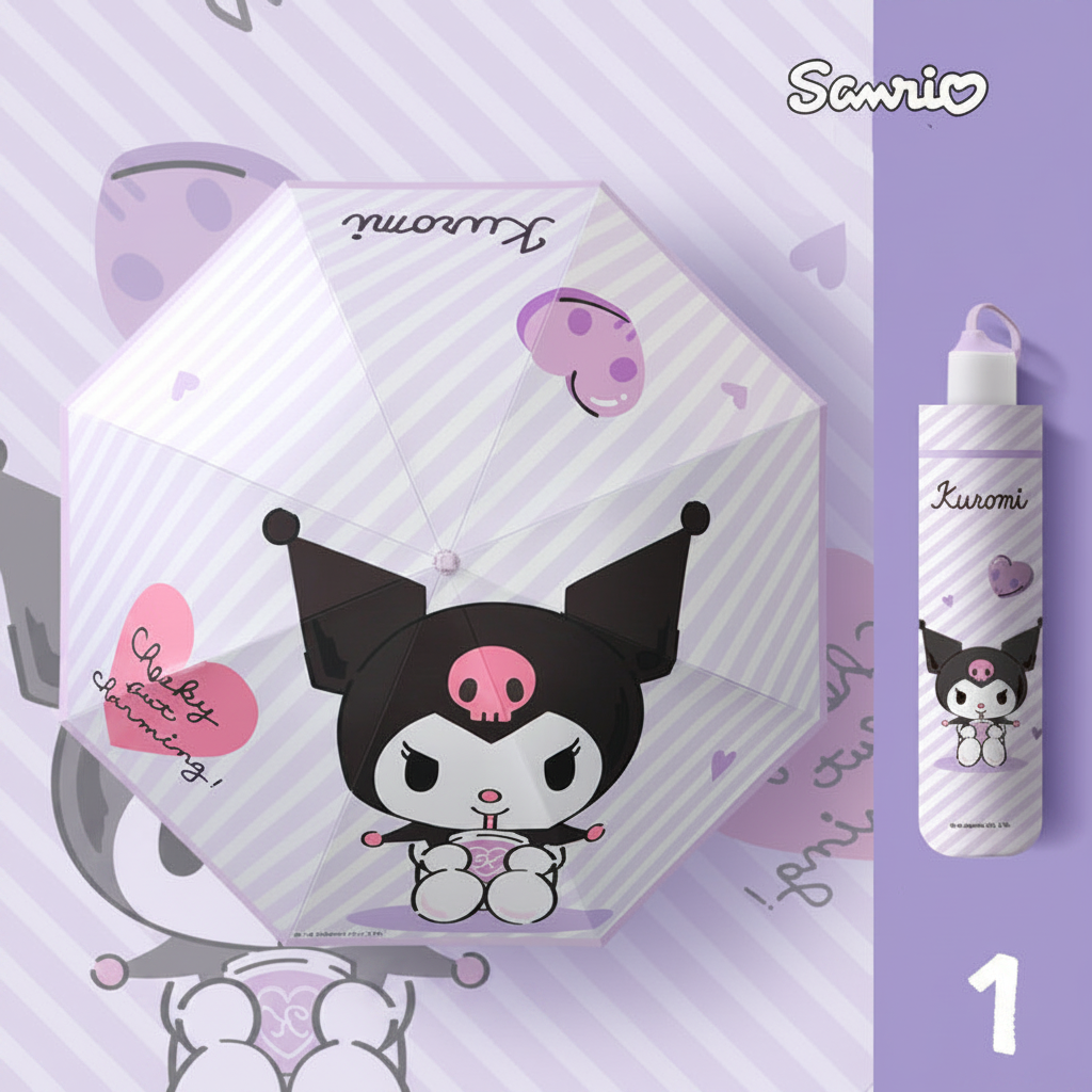 Kuromi  Automatic Compact 3-Fold Umbrella