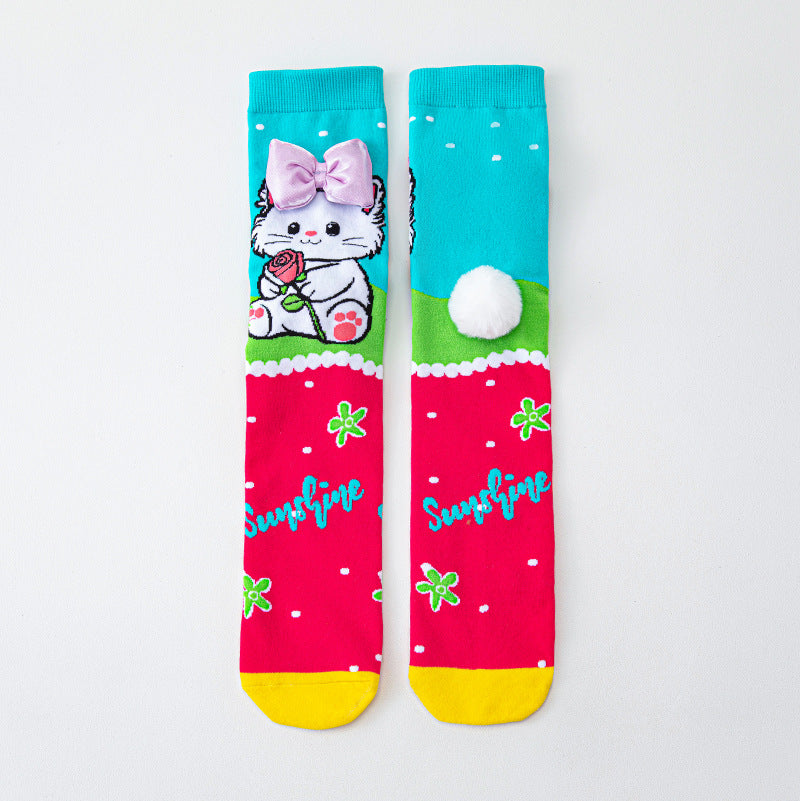 Kids Cute Cartoom Knee-High Crazy Socks
