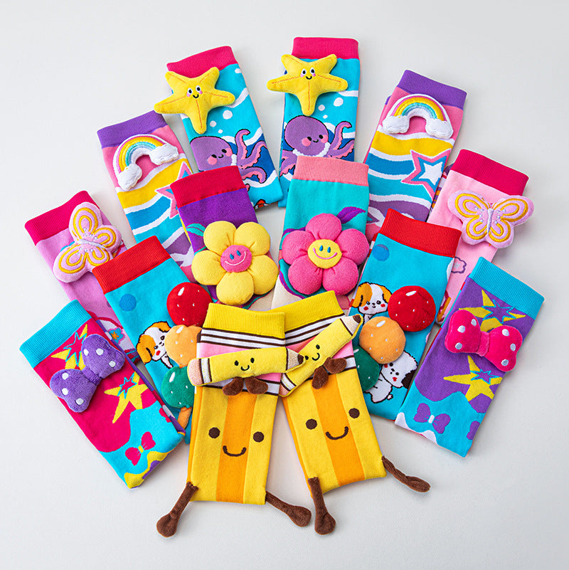 Girls' Cute 3D Cartoon Knee-High Crazy Socks