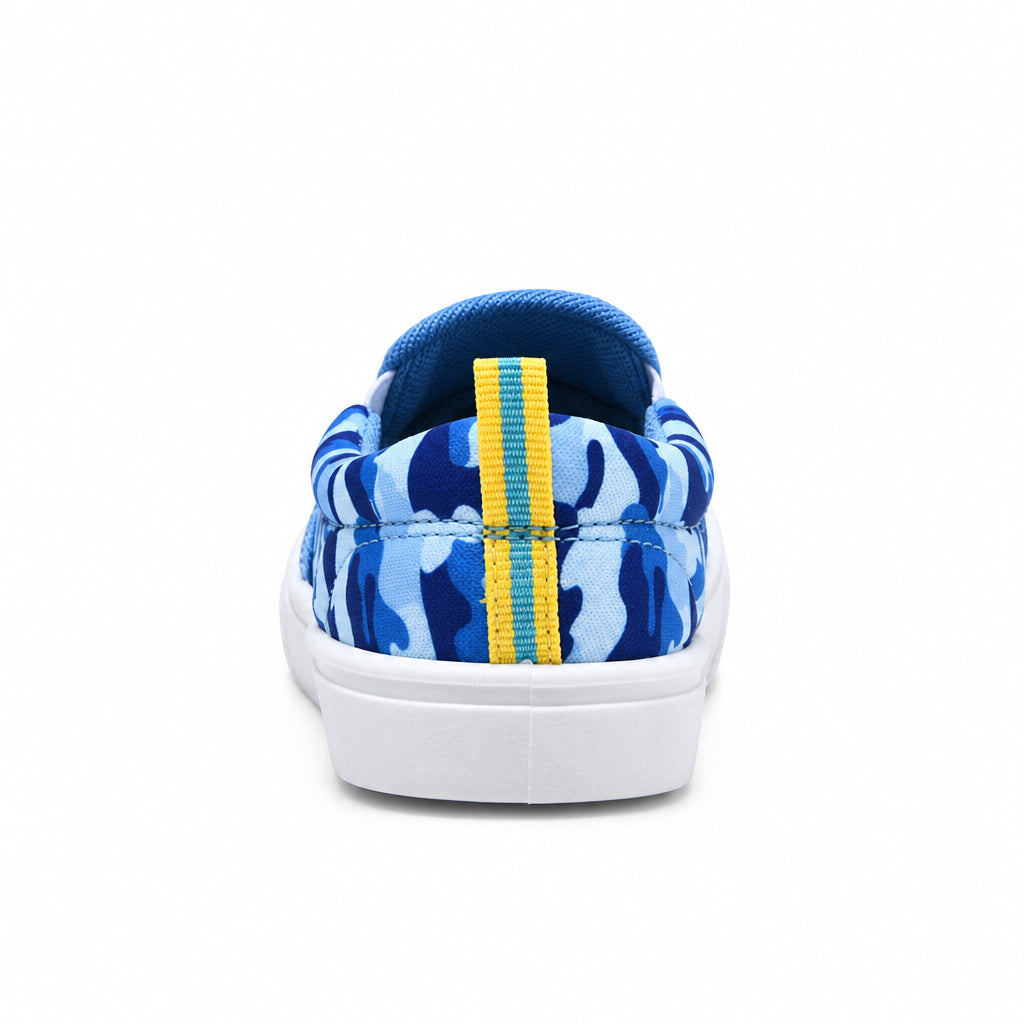Kids' Baby Shark Slip-On Canvas Blue Camo Sneakers