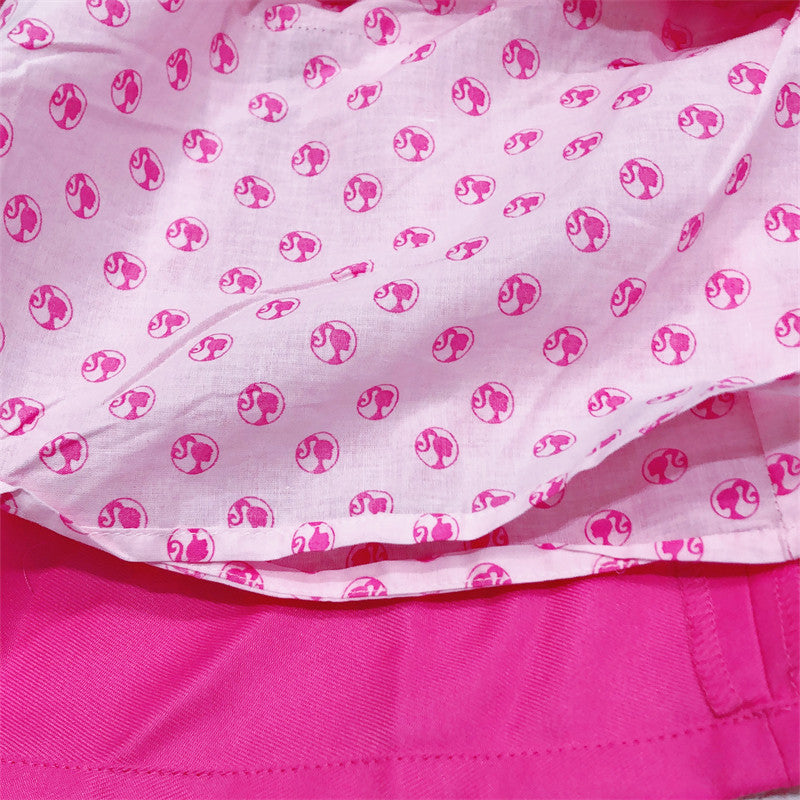 Barbie Girls Pink A-Line Casual Dress with Statement Bow Accent