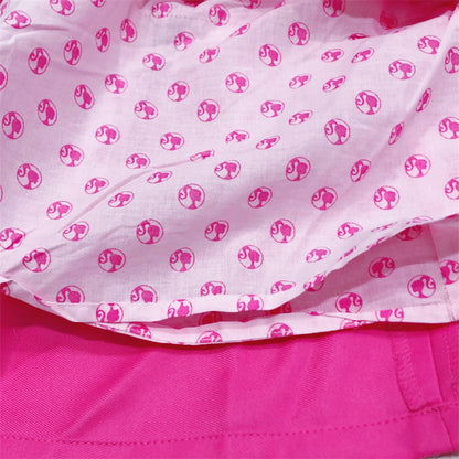 Barbie Girls Pink A-Line Casual Dress with Statement Bow Accent