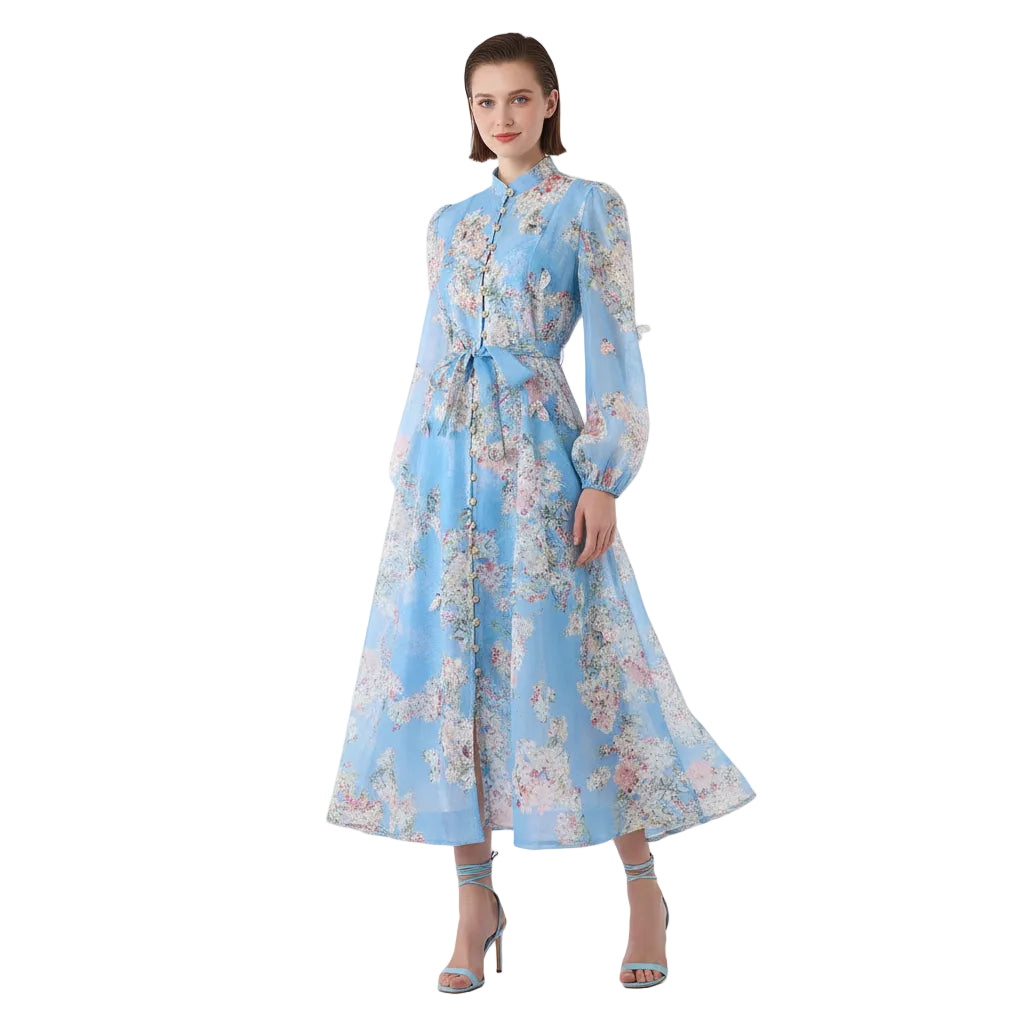 Fleura Embroidered Long Lantern Dress.