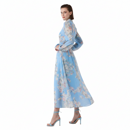 Fleura Embroidered Long Lantern Dress