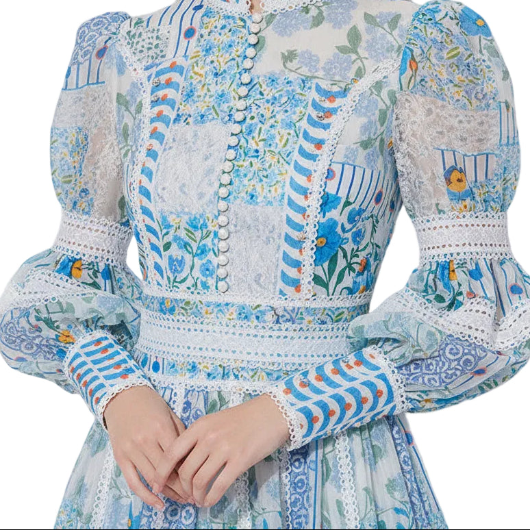 La Fiora Long Lantern Sleeve Dress.