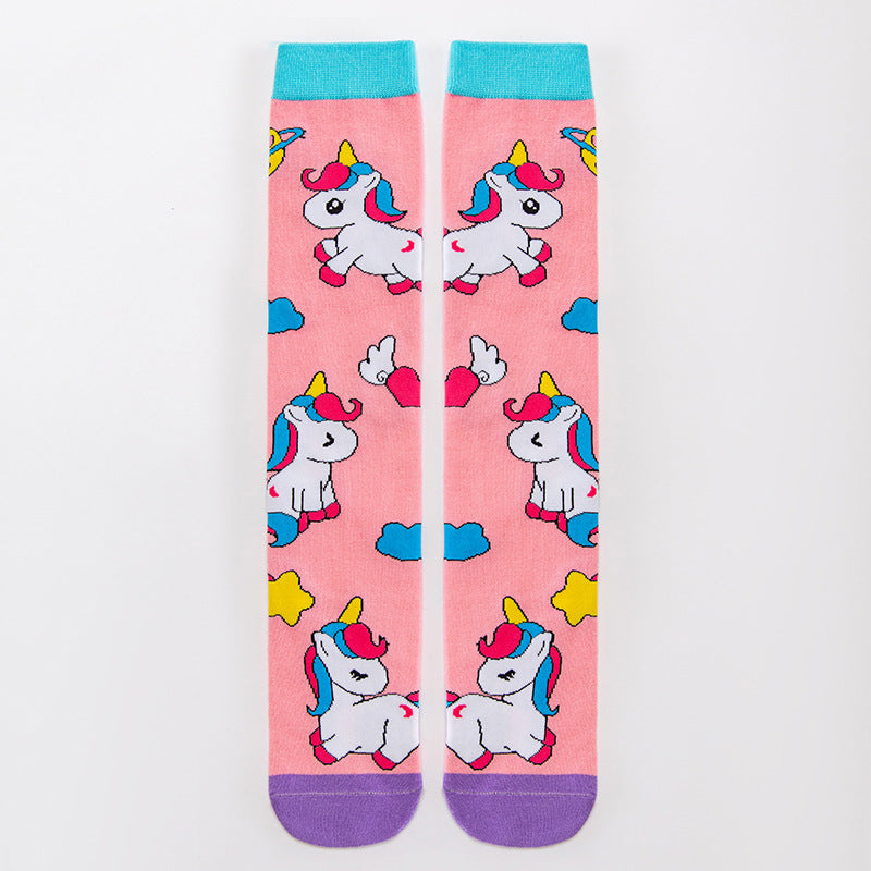 Adorable Children's Knee-High Unicorn Crazy Socks