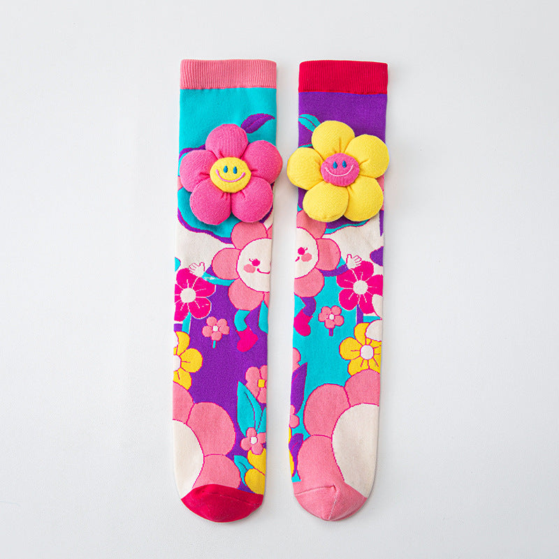 Girls' Cute 3D Cartoon Knee-High Crazy Socks