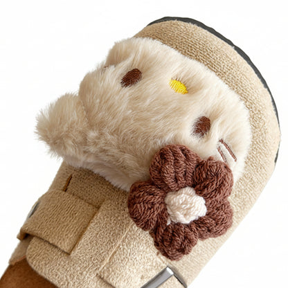 Happy Hops Girl's Kitty Inspired Suede Mule - Beige
