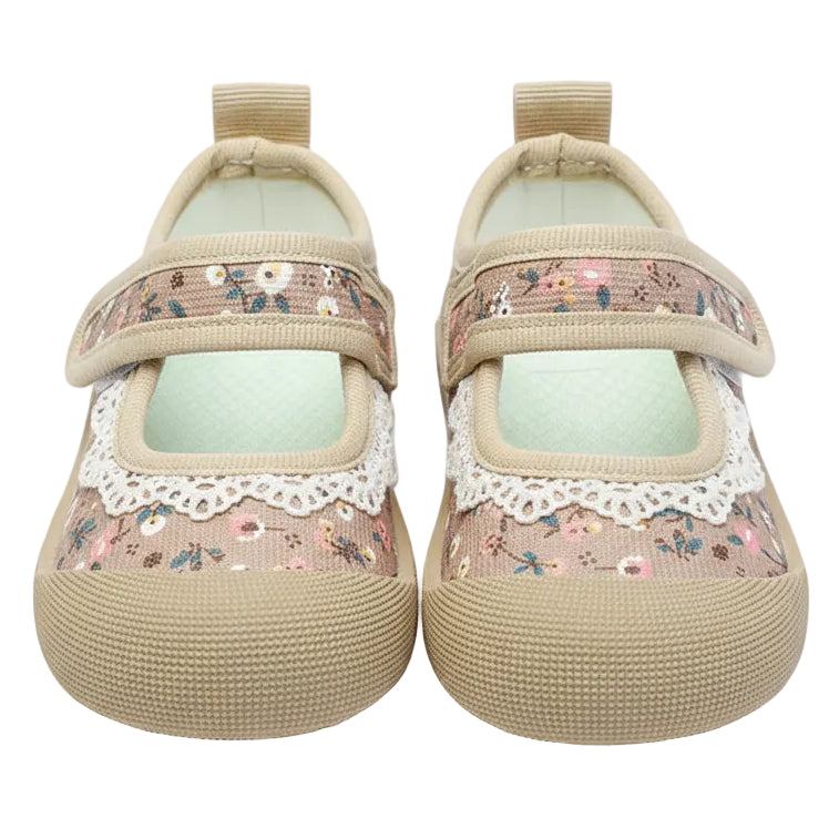 Gilr's Floral Canvas Mary Jane Shoes