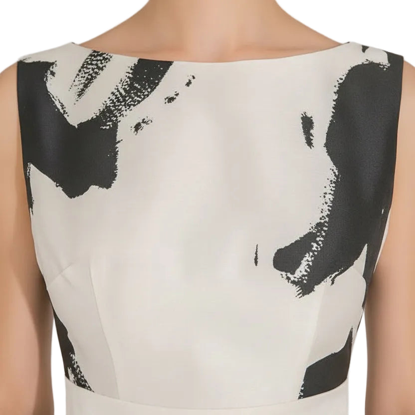 Flare Monochrome Jacquard Sleeveless Dress.