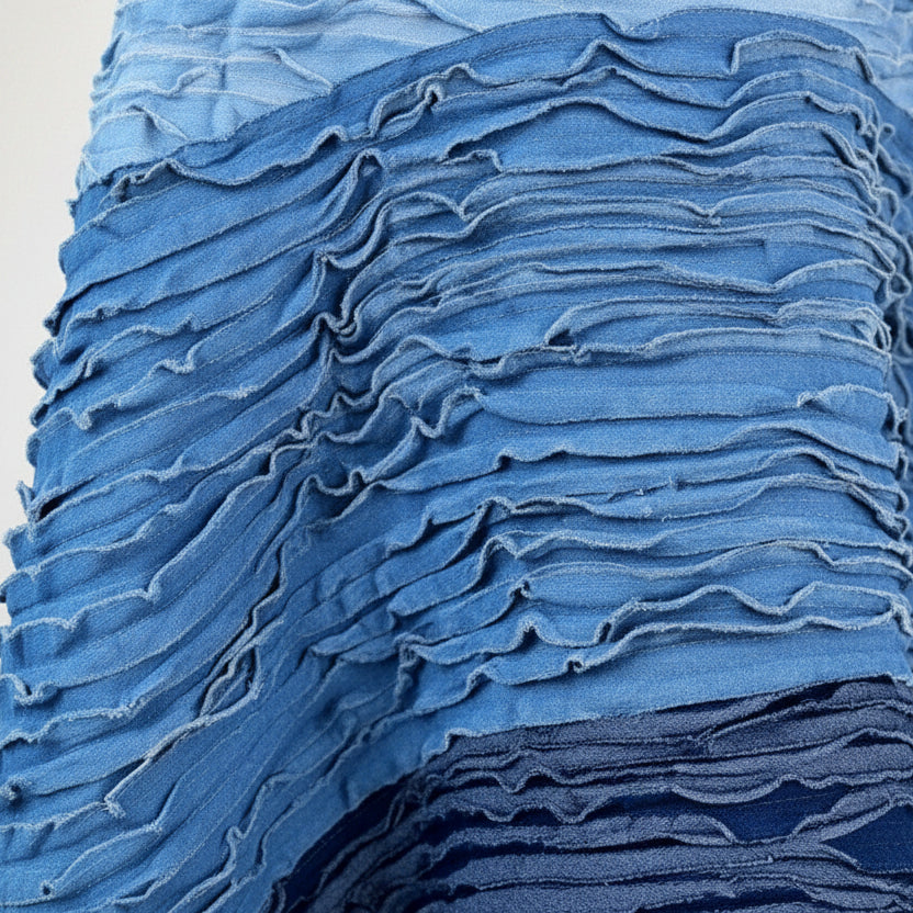 Ombré Denim Bandeau Midi Dress.