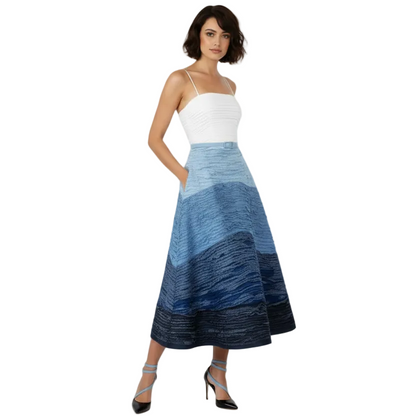 Ombré Denim Bandeau Midi Dress.