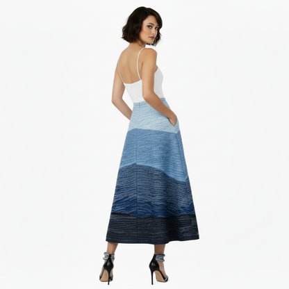 Ombré Denim Bandeau Midi Dress.