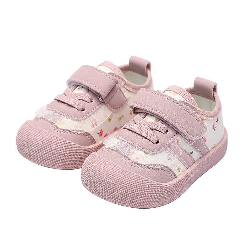 Girl's Secret Garden Soft-Soles First Step Sneakers - Pink