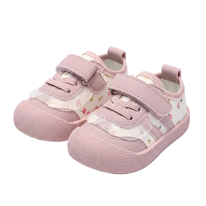 Girl's Secret Garden Soft-Soles First Step Sneakers - Pink